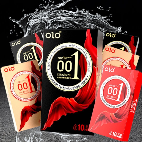 Bao cao su OLO Thin 001  hộp 10 cái – mỏng , gai , gân , nhiều gel , kéo dài.