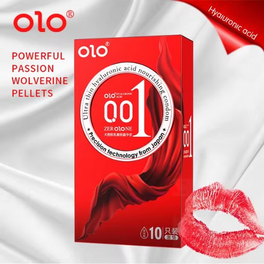 Bao cao su OLO Thin 001  hộp 10 cái – mỏng , gai , gân , nhiều gel , kéo dài.