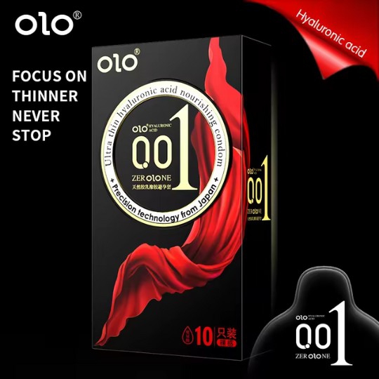 Bao cao su OLO Thin 001  hộp 10 cái – mỏng , gai , gân , nhiều gel , kéo dài.