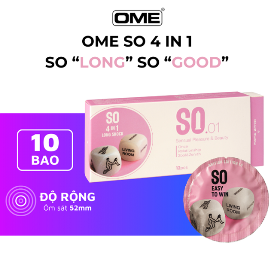 Bao cao su SO 4in1 gân, gai, mỏng, kéo dài hộp 12 cái