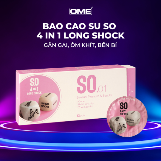 Bao cao su SO 4in1 gân, gai, mỏng, kéo dài hộp 12 cái