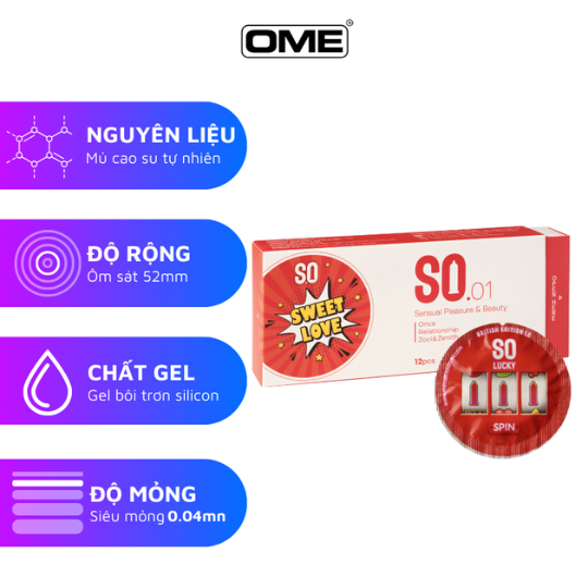 Bao cao su SO siêu mỏng hương dâu hộp 12 cái