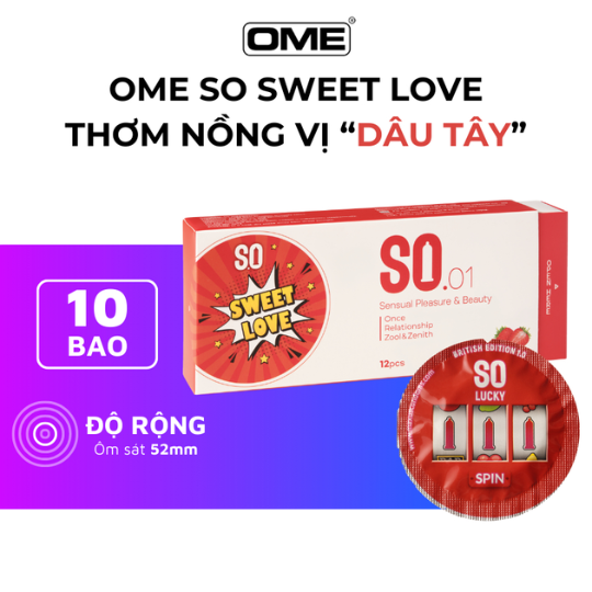 Bao cao su SO siêu mỏng hương dâu hộp 12 cái