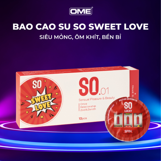 Bao cao su SO siêu mỏng hương dâu hộp 12 cái