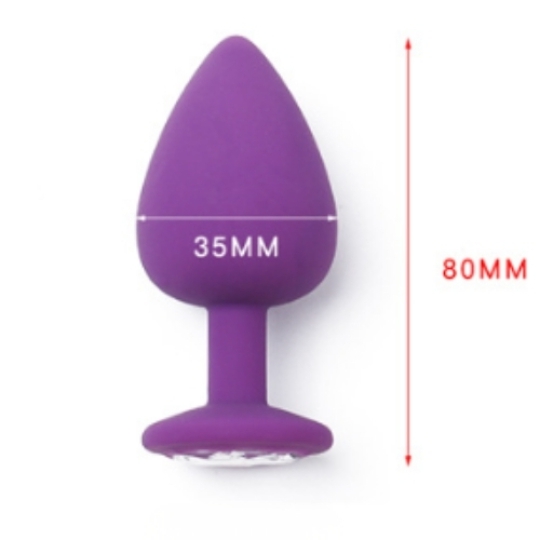 Phích cắm hậu môn silicon chuôi tròn đính đá