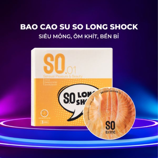 Bao cao su SO Long Shock kéo dài 9% ,siêu mỏng hộp 3 cái