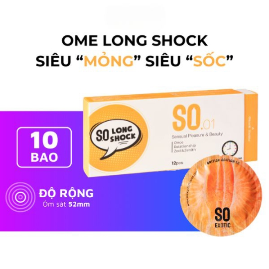 Bao cao su SO Long Shock kéo dài 9% ,siêu mỏng hộp 12 cái